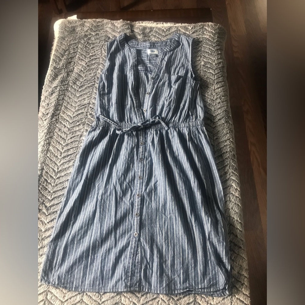 Blue white striped dress